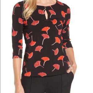 Boss Hugo Boss Black & Red Floral 3/4 Sleeve Blouse